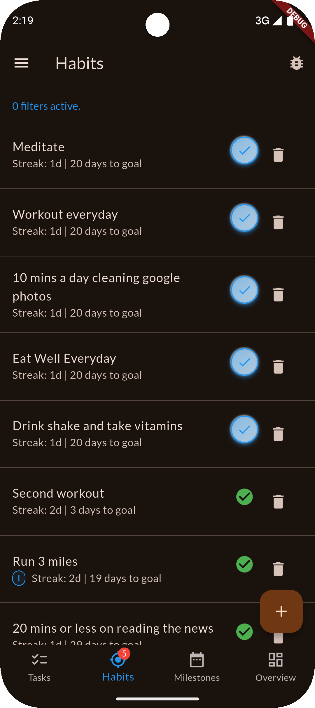 HabitBliss Dark Mode Screenshot
