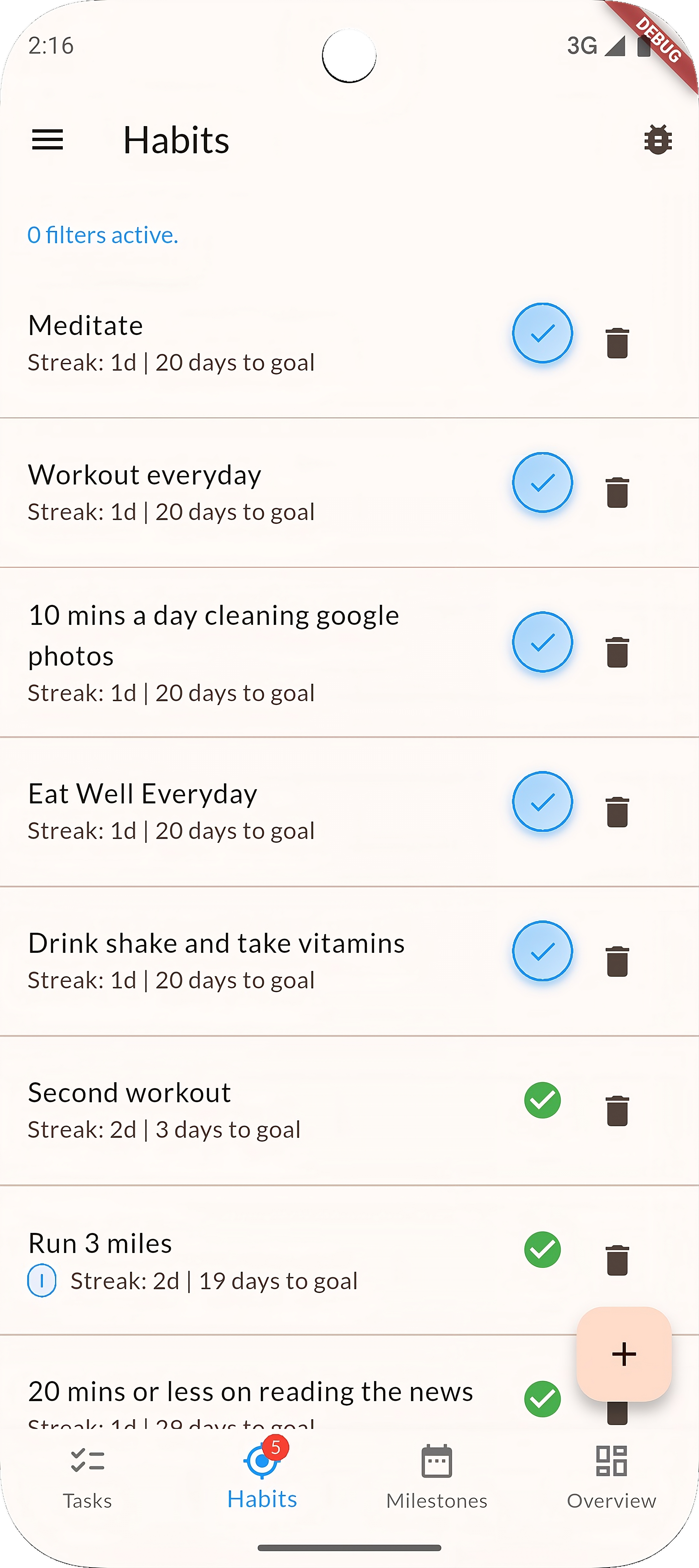 HabitBliss Light Mode Screenshot